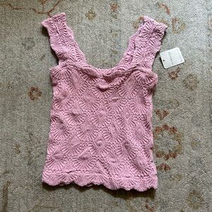 NWT Free People “Love Letter” Floral Knit Tank in Pink